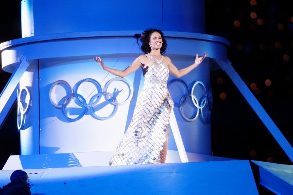 Anu performing at the Sydney Olympics closing ceremony in 2000.