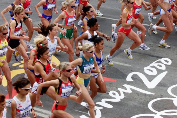 The start of the women’s Olympic marathon in 2000 at North Sydney.