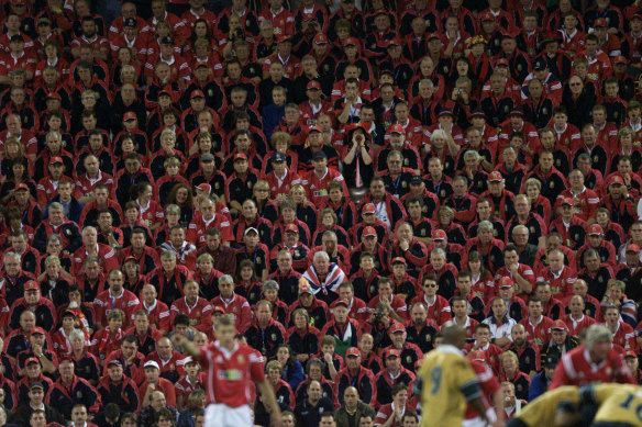 Lions fans pack out a bay at Suncorp Stadium in 2013.