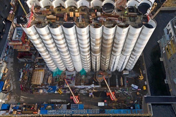 Kunstsilo Nordica art museum, Norway, in its construction phase.