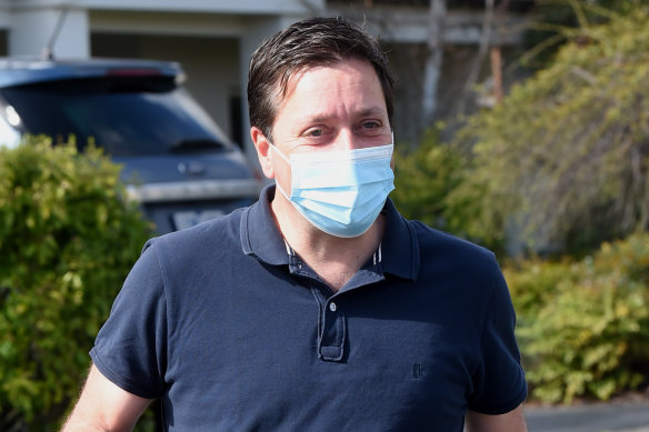 Matthew Guy outside his home on Monday.

