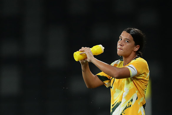 Sam Kerr made her first start of the Olympic qualifying tournament against China.