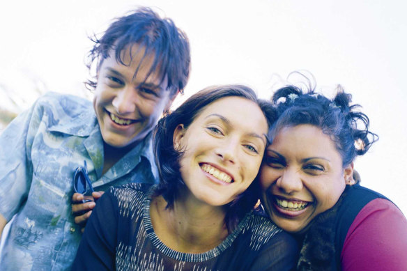 From left to right, Evan (Samuel Johnson), Alex (Claudia Karvan) and Kelly (Deborah Mailman) in The Secret Life of Us.
