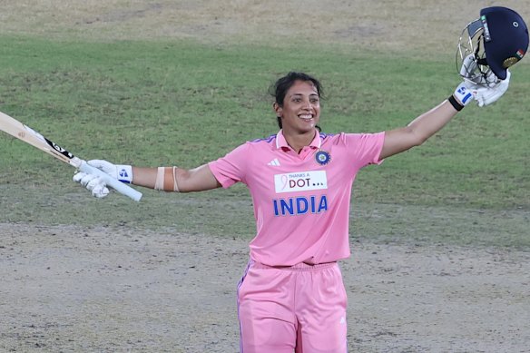 Smriti Mandhana got to 100 in 50 balls.