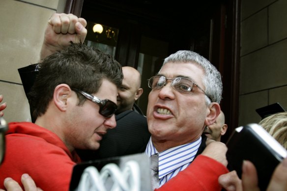 Mick Gatto walks free from the Supreme Court in 2005 after being acquitted of the murder of Andrew Veniamin.