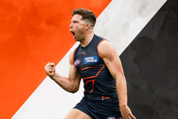 Sydney, Australia. 04th June, 2023. Toby Bedford of the GWS Giants gets  ready to kick the ball during the AFL Round 12 match between the GWS Giants  and the Richmond Tigers at