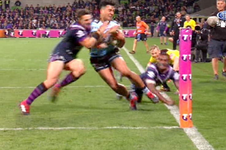 Storm fullback Billy Slater got off for a shoulder charge that looked a lot like Tapine's.