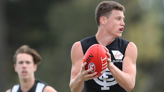 No.1 draft pick Sam Walsh in action for the Blues in the pre-season.