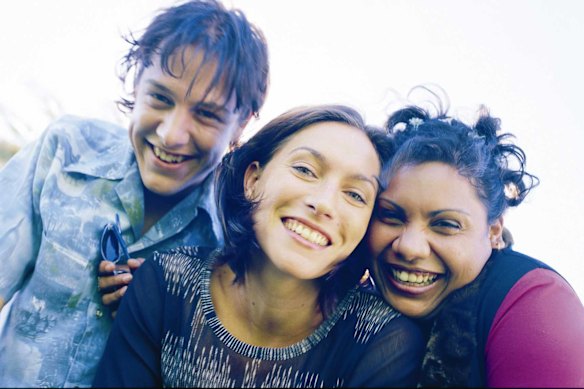 Claudia Karvan flanked by The Secret Life of Us castmates Samuel Johnson and Deborah Mailman.