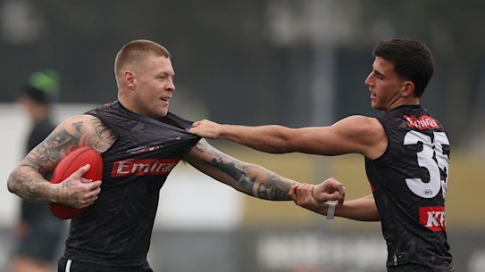 Jordan De Goey (left) and Nick Daicos are working through injury.