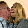 Rupert Murdoch and Jerry Hall attended the 2015 Rugby World Cup Final match between Australia and New Zealand at Twickenham Stadium on October 31, 2015.