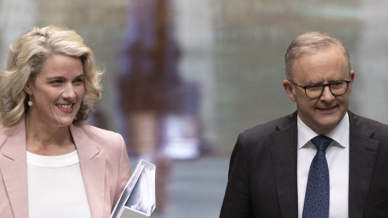 Minister for Home Affairs and Minister for Cyber Security Clare O’Neil and Prime Minister Anthony Albanese.