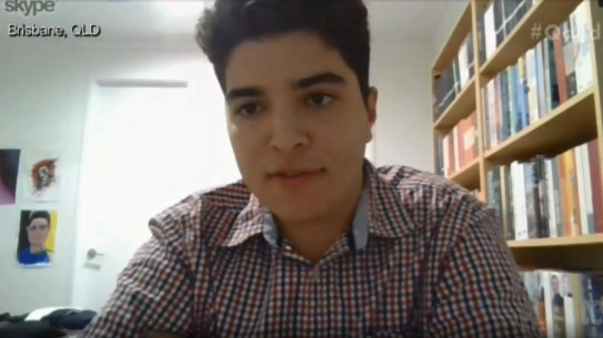 University of Queensland student Drew Pavlou on the ABC's Q&A program in August.
