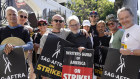 Cast and writers from “Breaking Bad” and “Better Call Saul” on a picket line outside Sony Pictures studios.