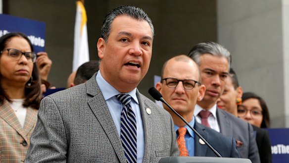 Alex Padilla talks during a news conference at the Capitol in Sacramento, California last year.
