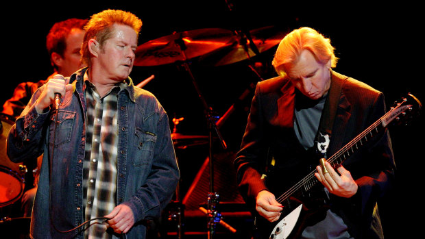 Don Henley and Joe Walsh from the Eagles performing in Sydney in November 2004.