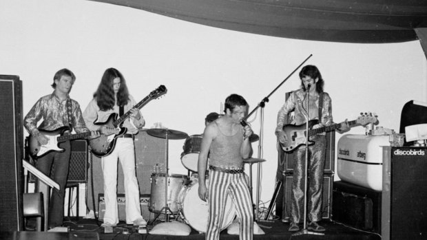 The original line-up of Skyhooks at one of their early gigs.