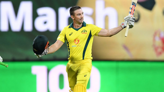 Centurian: Australia's Sean Marsh after notching up hit ton against South Africa in the deciding ODI match of the series.