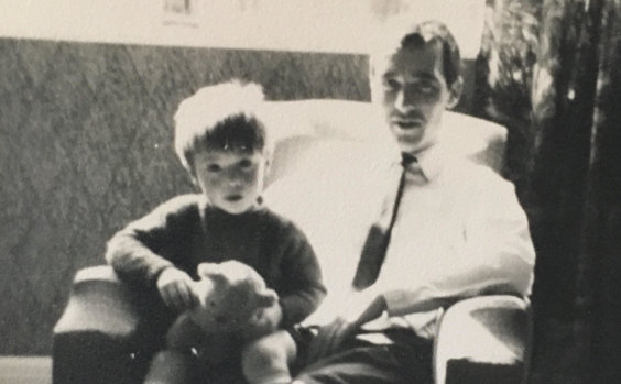 The author as a young boy with his father in 1967.