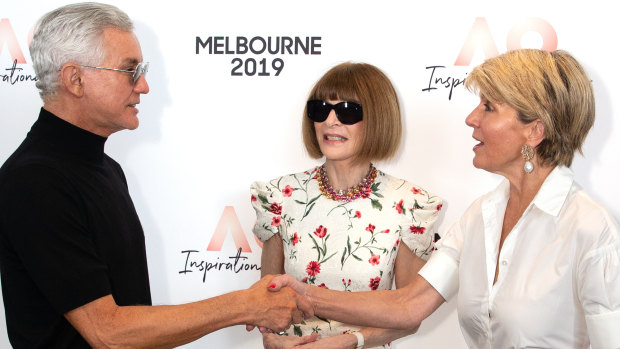 Baz Luhrmann with Anna Wintour and Julie Bishop on Thursday.