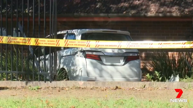 Car crashed through the school fence just 20 minutes before students were released for the day.