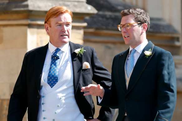 Mark Dyer (left) arrives for the wedding ceremony of Prince Harry and Meghan Markle in 2018.