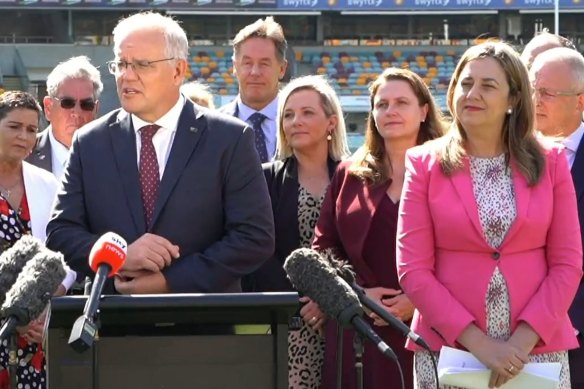 Prime Minister Scott Morrison and Queensland Premier Annastacia Palaszczuk after signing the $1.8 billion SEQ City Deal. 
