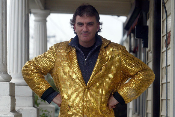 Jeffrey “Joffa” Corfe was famous for wearing a gold jacket to Collingwood games. This picture was taken in 2003, at the height of his celebrity and a short time before the offences occurred. 