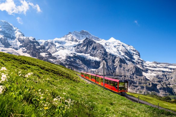 From the top of Jungfrau mountain there are views all the way to Italy and Germany.