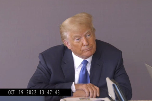 In video released by Kaplan Hecker & Fink, Donald Trump pauses during his October deposition for his trial against writer E. Jean Carroll.