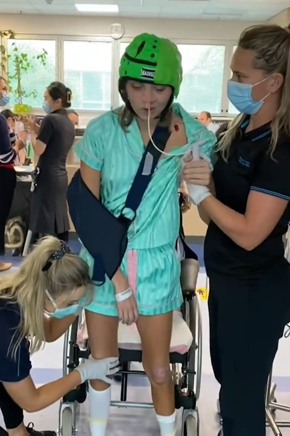 Alexa Leary undergoes rehabilitation after her accident. 
