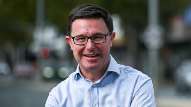 Nationals deputy leader David Littleproud campaiging in Shepparton during the federal election campaign. He will challenge Barnaby Joyce for the party leadership on Monday.