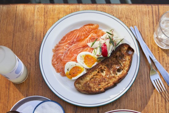 Cured salmon with soft-boiled eggs at Florian.