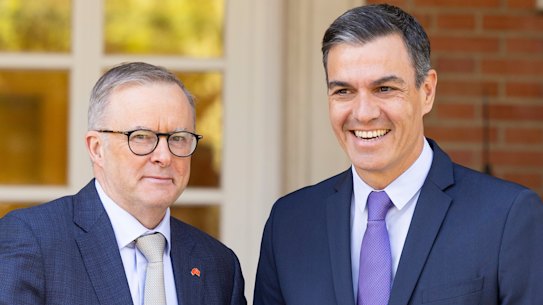 Anthony Albanese meets Spanish leader Pedro Sanchez in Madrid in June.