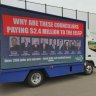 The United Services Union truck deployed advertising around the Parramatta LGA against the deal.