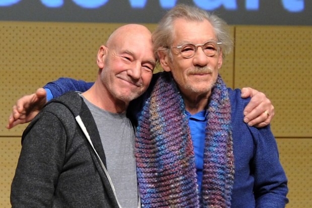 Patrick Stewart and Ian McKellen speak at John L. Tishman Auditorium at University Center on January 28, 2014 in New York City.