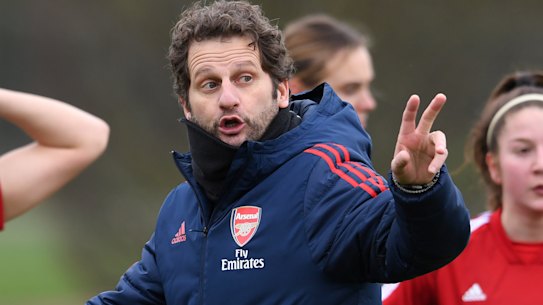 European dream: Arsenal coach Joe Montemurro is faces PSG in the Champions League quarter final this weekend. 