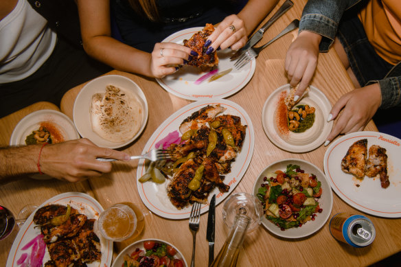 All-you-can-eat charcoal chicken at Henrietta, Surry Hills.