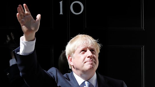 New British Prime Minister Boris Johnson enters Downing St.