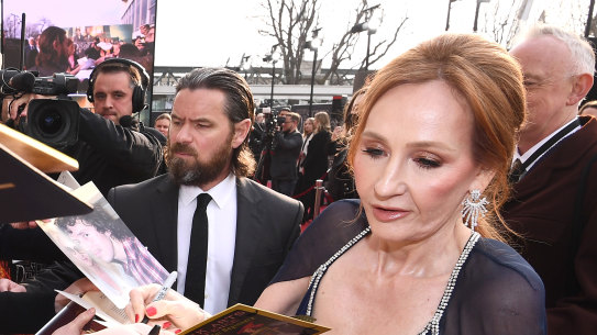 JK Rowling attends the “Fantastic Beasts: The Secrets of Dumbledore” world premiere at The Royal Festival Hall on March 29, 2022 in London, England.