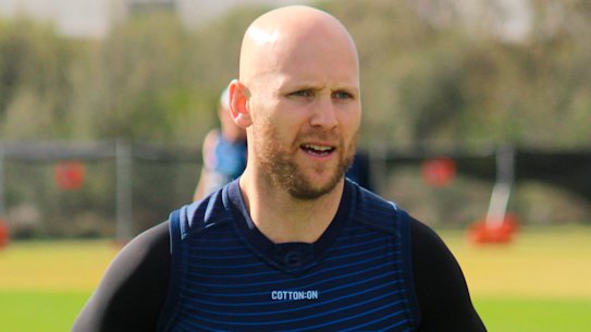 Gary Ablett trains at an oval near Optus Stadium in Perth. Picture: Geelong Football Club
