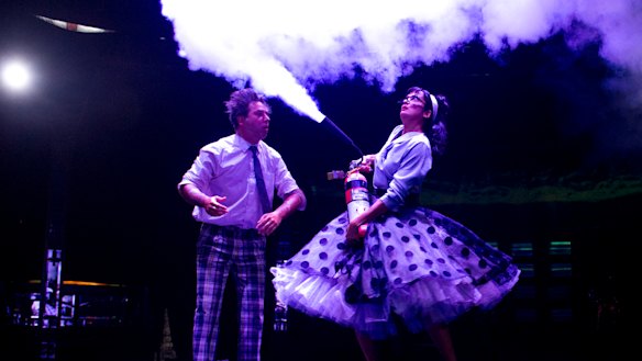 Clowns Goos Meeuwsen and Helena Bittencourt perform in Spiegeltent production, Life: The Show.