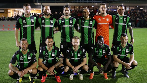 Dream debut: Western United pose for a team photo before kick-off.