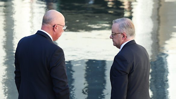 For once, a bipartisan position: Opposition Leader Peter Dutton and Prime Minister Anthony Albanese.