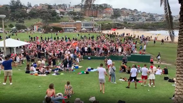Revellers at Bronte Beach on Christmas Day.