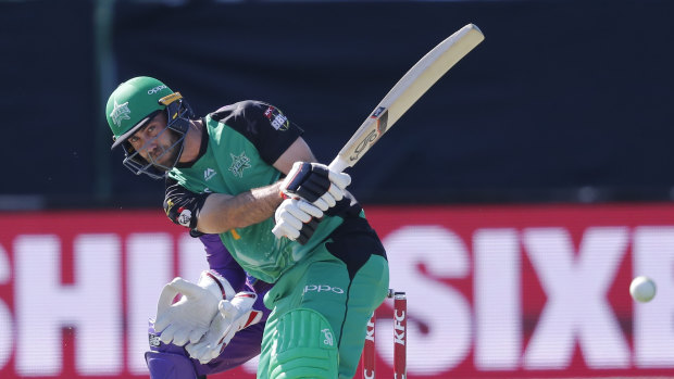Star man: Glenn Maxwell's big hitting couldn't get his side over the line against the Hobart Hurricanes on Monday. 
