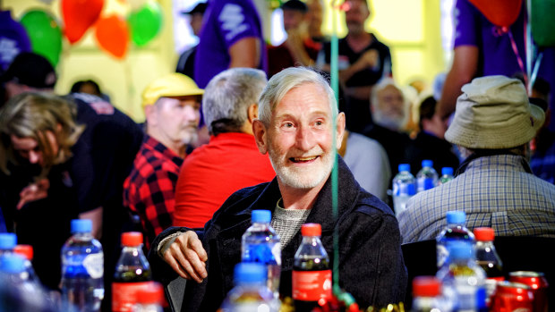 Glyn Lewis attends the Christmas lunch at the Salvation Army.
