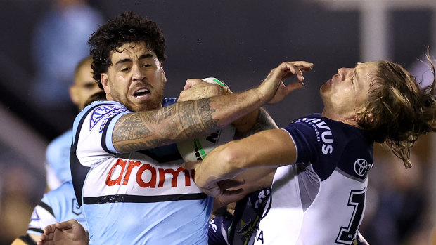 Cronulla prop Braden Hamlin-Uele.