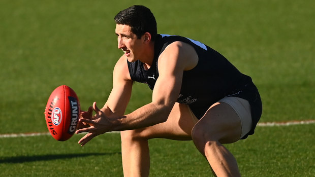 Solid form: Carlton's Jacob Weitering.