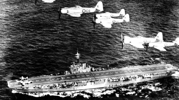 HMAS Sydney in September, 1951, had on board three squadrons of aircraft.  